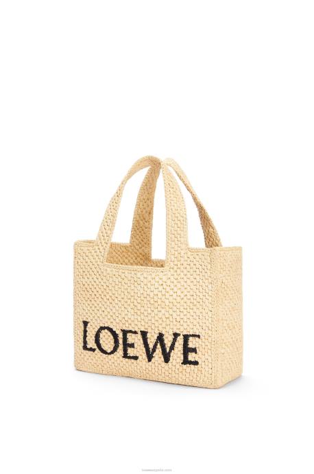 Loewe mujer bolso tote con letra pequeña en rafia LP6433 natural