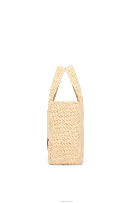 Loewe mujer bolso tote con letra pequeña en rafia LP6433 natural