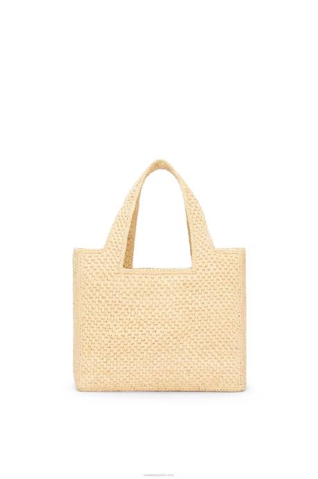 Loewe mujer bolso tote con letra pequeña en rafia LP6433 natural