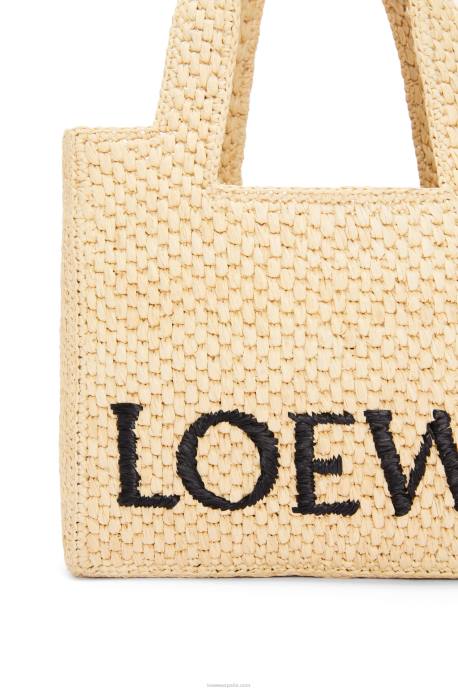 Loewe mujer bolso tote con letra pequeña en rafia LP6433 natural