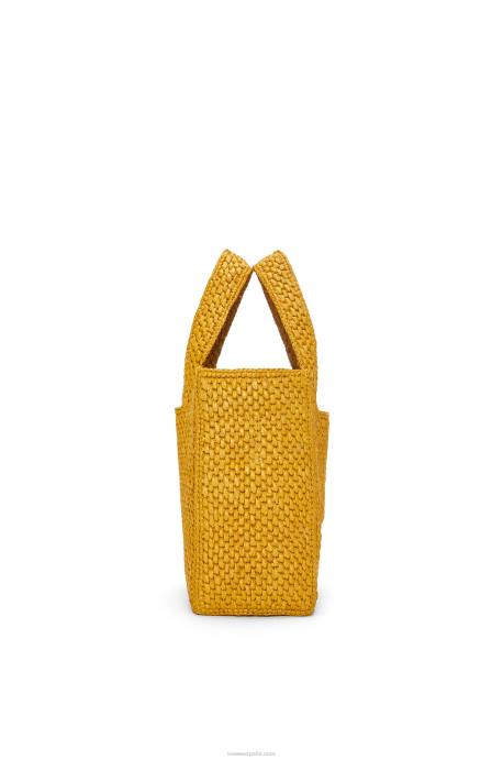 Loewe mujer bolso tote con letra pequeña en rafia LP6452 ocre