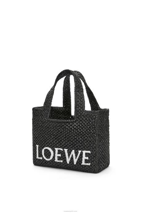 Loewe mujer bolso tote con letra pequeña en rafia LP6453 negro