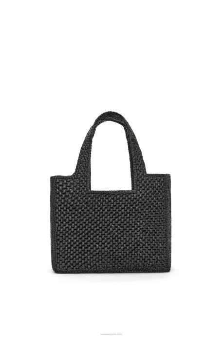 Loewe mujer bolso tote con letra pequeña en rafia LP6453 negro