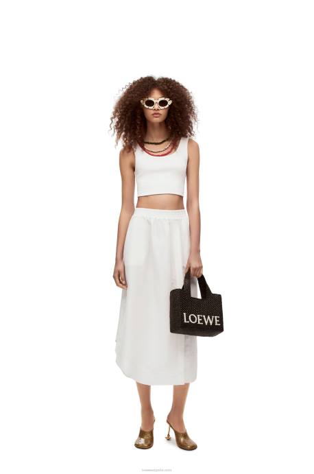 Loewe mujer bolso tote con letra pequeña en rafia LP6453 negro