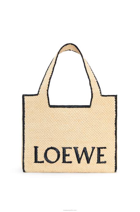 Loewe mujer bolso tote de rafia con letra grande LP6434 natural