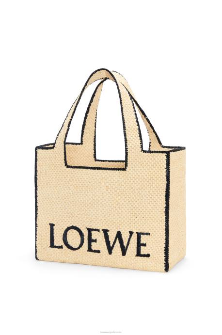 Loewe mujer bolso tote de rafia con letra grande LP6434 natural