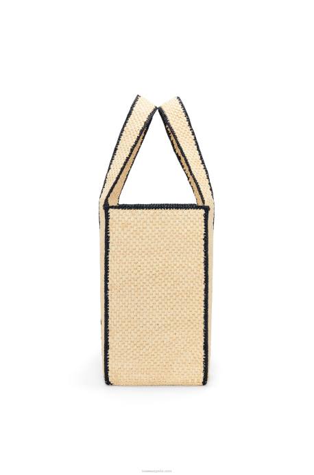 Loewe mujer bolso tote de rafia con letra grande LP6434 natural