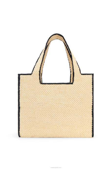 Loewe mujer bolso tote de rafia con letra grande LP6434 natural