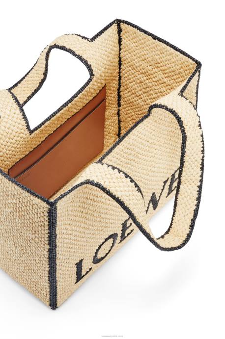 Loewe mujer bolso tote de rafia con letra grande LP6434 natural