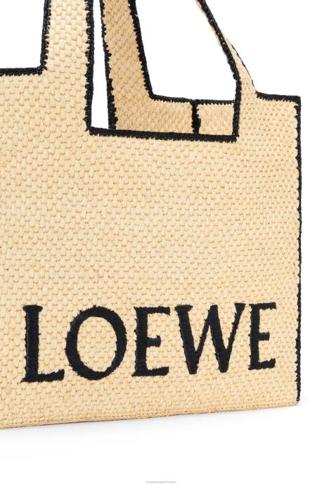 Loewe mujer bolso tote de rafia con letra grande LP6434 natural