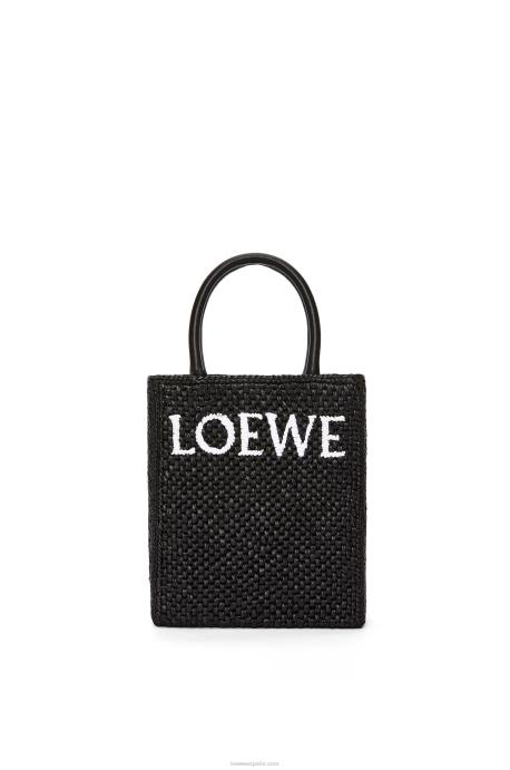 Loewe mujer bolso tote estándar a5 en rafia LP6472 blanco negro