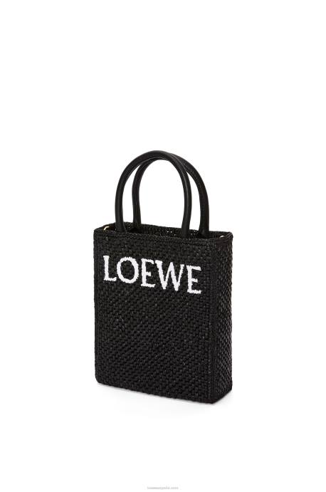 Loewe mujer bolso tote estándar a5 en rafia LP6472 blanco negro