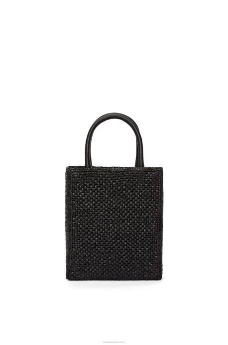 Loewe mujer bolso tote estándar a5 en rafia LP6472 blanco negro
