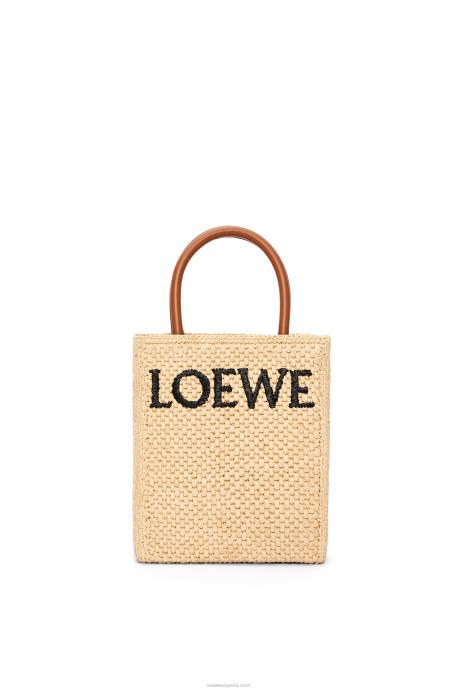 Loewe mujer bolso tote estándar a5 en rafia LP6474 natural/negro
