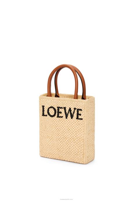 Loewe mujer bolso tote estándar a5 en rafia LP6474 natural/negro