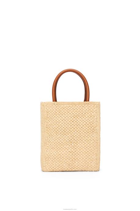 Loewe mujer bolso tote estándar a5 en rafia LP6474 natural/negro