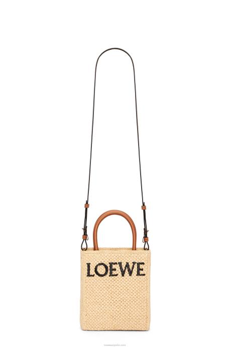Loewe mujer bolso tote estándar a5 en rafia LP6474 natural/negro