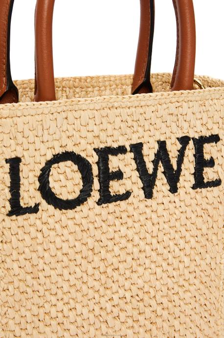 Loewe mujer bolso tote estándar a5 en rafia LP6474 natural/negro