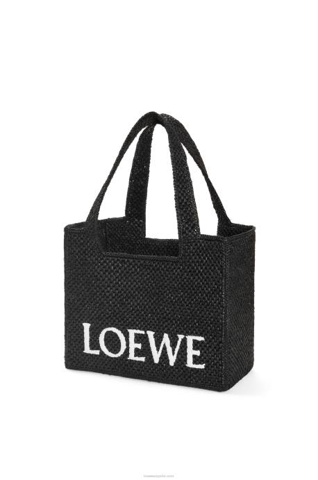 Loewe mujer bolso tote font mediano en rafia LP6412 negro