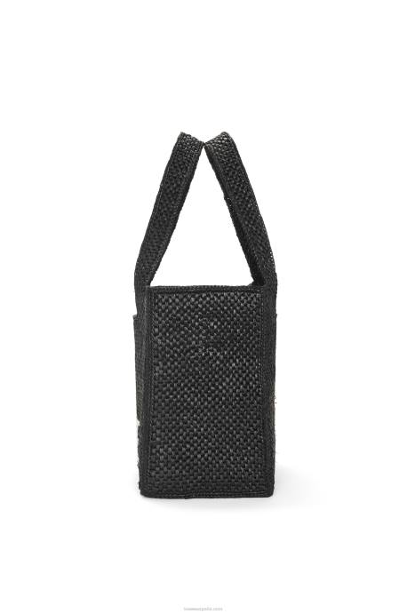 Loewe mujer bolso tote font mediano en rafia LP6412 negro