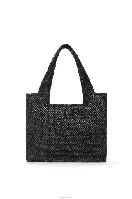Loewe mujer bolso tote font mediano en rafia LP6412 negro