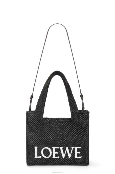 Loewe mujer bolso tote font mediano en rafia LP6412 negro