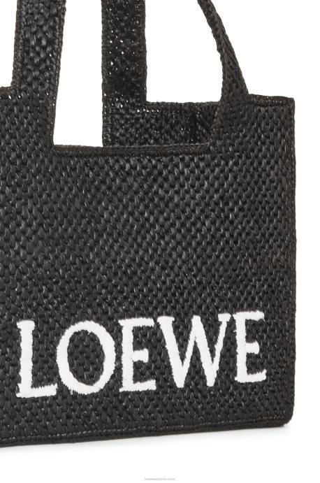 Loewe mujer bolso tote font mediano en rafia LP6412 negro