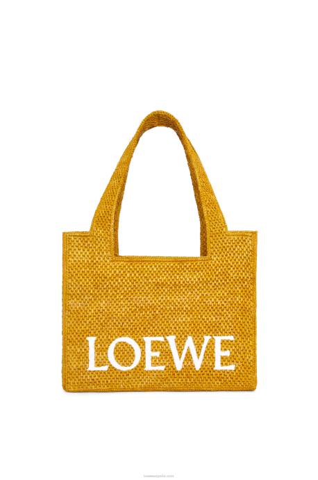 Loewe mujer bolso tote font mediano en rafia LP6413 ocre