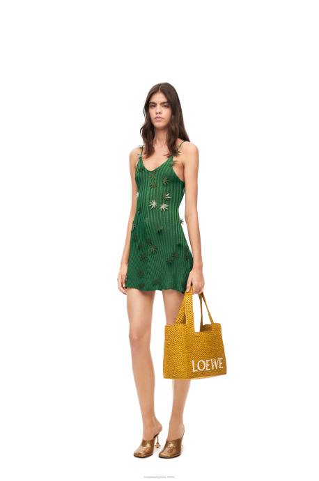 Loewe mujer bolso tote font mediano en rafia LP6413 ocre