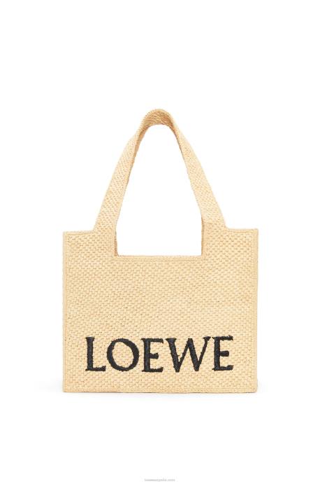 Loewe mujer bolso tote font mediano en rafia LP6430 natural