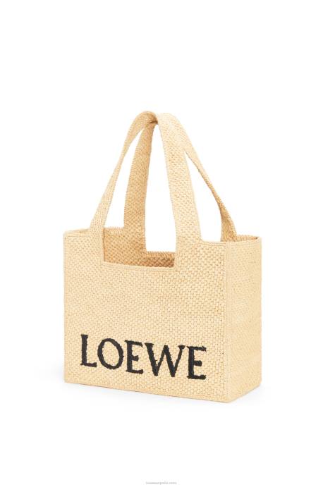 Loewe mujer bolso tote font mediano en rafia LP6430 natural