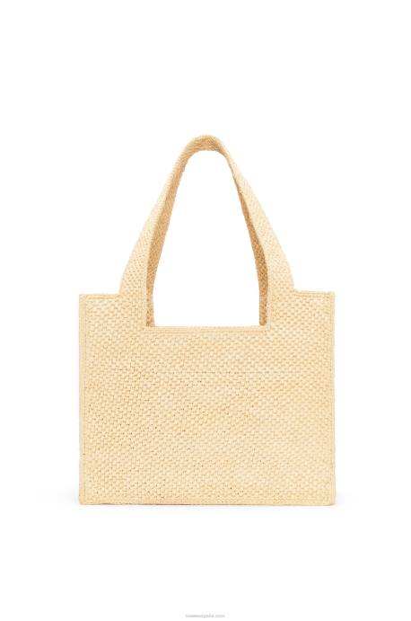 Loewe mujer bolso tote font mediano en rafia LP6430 natural