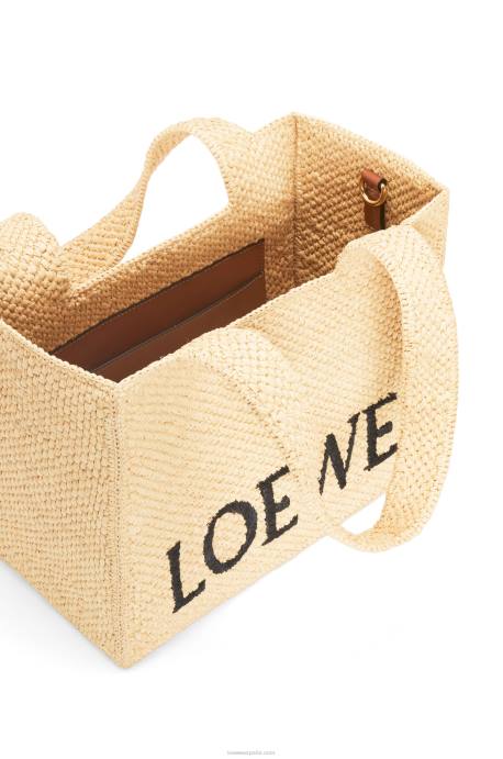 Loewe mujer bolso tote font mediano en rafia LP6430 natural
