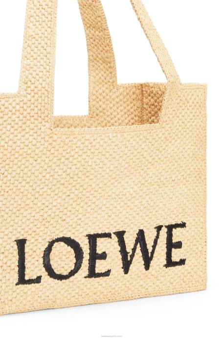 Loewe mujer bolso tote font mediano en rafia LP6430 natural