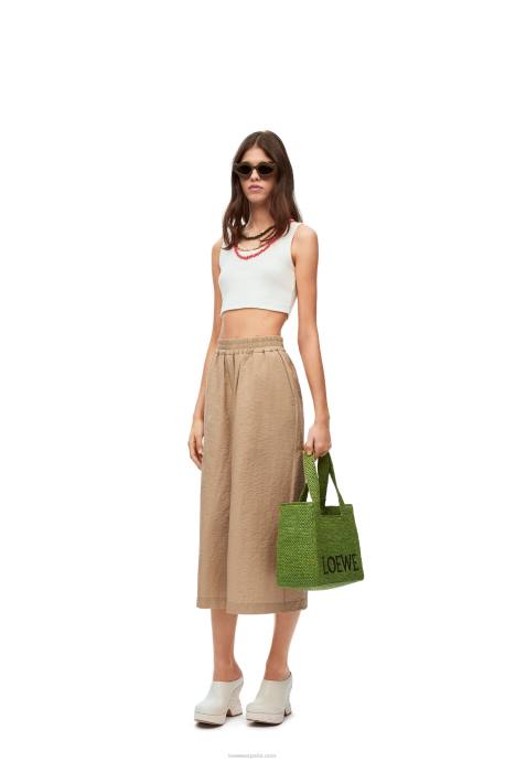 Loewe mujer bolso tote font mediano en rafia LP6432 verde