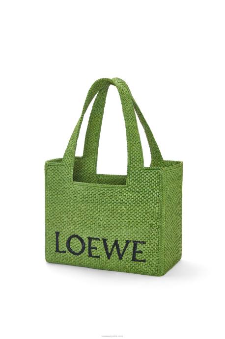 Loewe mujer bolso tote font mediano en rafia LP6432 verde
