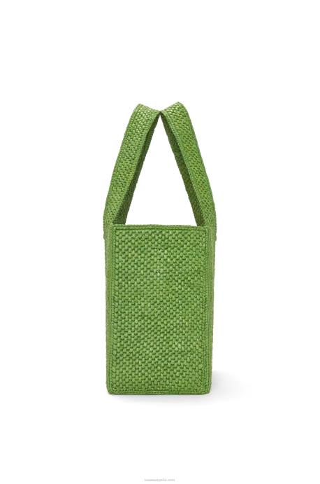 Loewe mujer bolso tote font mediano en rafia LP6432 verde
