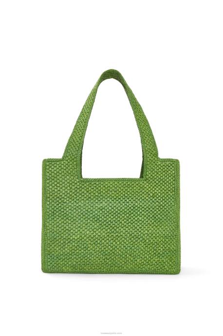 Loewe mujer bolso tote font mediano en rafia LP6432 verde
