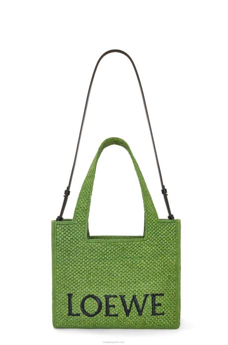 Loewe mujer bolso tote font mediano en rafia LP6432 verde