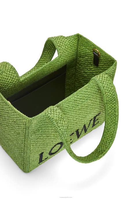 Loewe mujer bolso tote font mediano en rafia LP6432 verde
