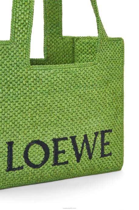 Loewe mujer bolso tote font mediano en rafia LP6432 verde