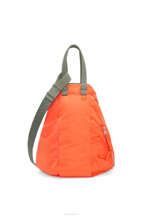 Loewe mujer bolso tote hamaca reversible de nailon LP64446 caqui de la vendimia
