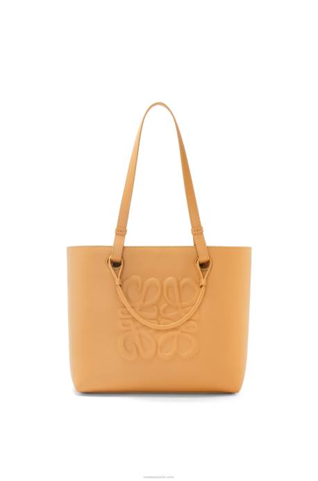 Loewe mujer bolso tote hinchable pequeño con anagrama en piel de becerro clásica LP64123 cálido desierto