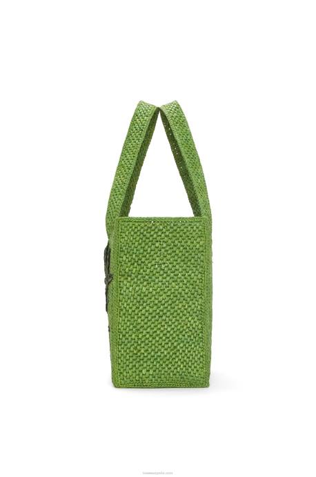 Loewe mujer bolso tote leaf font en rafia LP6431 verde