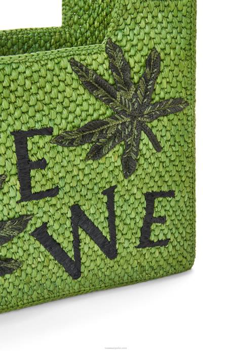 Loewe mujer bolso tote leaf font en rafia LP6431 verde