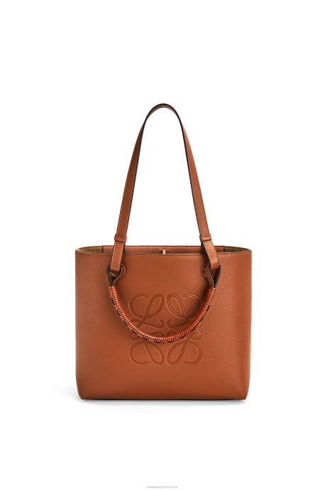 Loewe mujer bolso tote pequeño con anagrama en piel de becerro clásica LP64124 broncearse