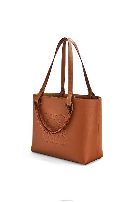 Loewe mujer bolso tote pequeño con anagrama en piel de becerro clásica LP64124 broncearse