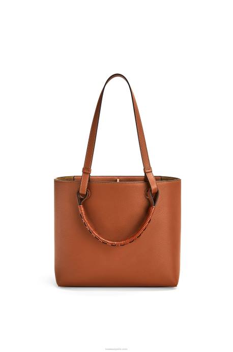 Loewe mujer bolso tote pequeño con anagrama en piel de becerro clásica LP64124 broncearse