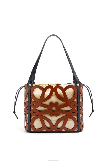 Loewe mujer bolso tote pequeño con anagrama recortado de piel de becerro LP64125 broncearse