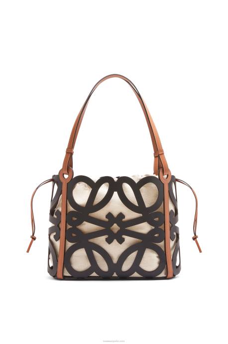 Loewe mujer bolso tote pequeño con anagrama recortado de piel de becerro LP64126 negro